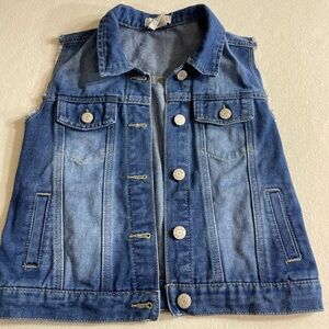 Girls Size 12 Classic Blue Denim Vest with cut of sleeves